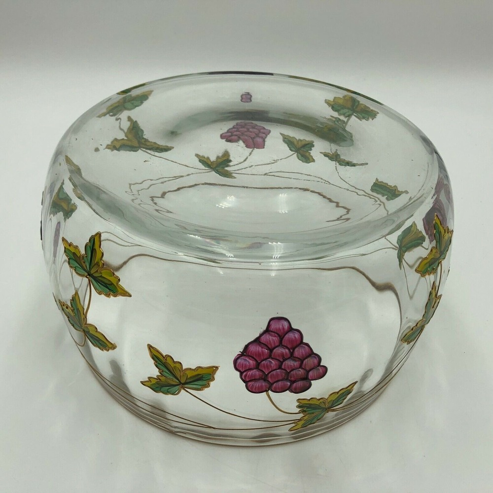 CRYSTAL CLEAR HANDCRAFTED BOWL GRAPE DESIGN MADE IN ROMANIA - Picture 7 of 11